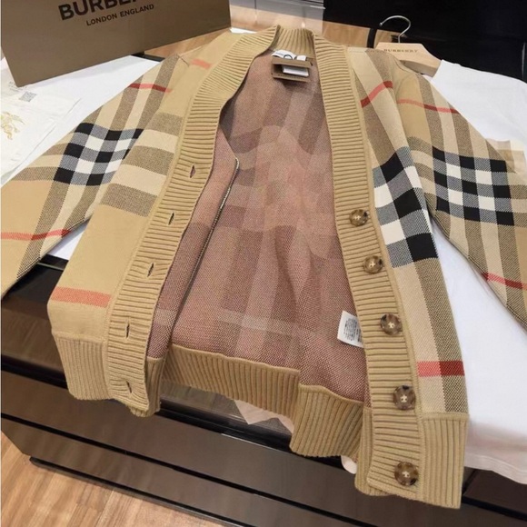Burberry Shoes - Burberry Beige Plaid V-Neck Sweater